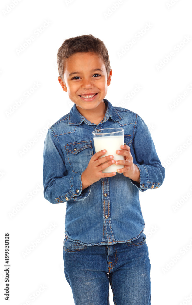 Canvas Prints Adorable child drinking milk