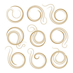 Vector abstract spirals and twirls shapes. Design elements set.