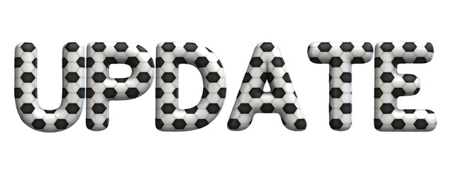 Update word made from a football soccer ball texture. 3D Rendering