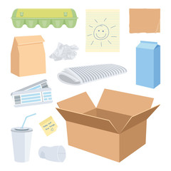 paper and cardboard waste objects