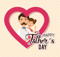 best father with daughter avatars vector illustration design
