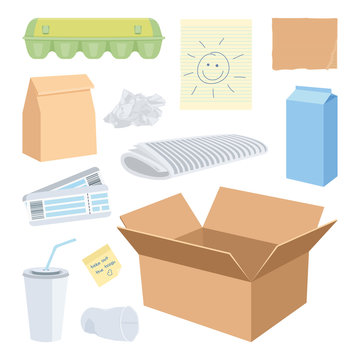 paper and cardboard waste objects