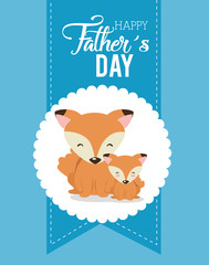 happy fathers day card with foxes vector illustration design