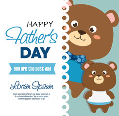 happy fasthers day card with bears vector illustration design