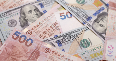Fototapeta na wymiar Exchange rate between HKD and USD