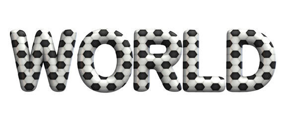 World word made from a football soccer ball texture. 3D Rendering