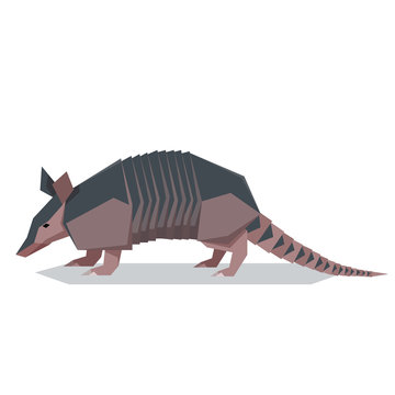 geometric armadillo walking, gray and brown clip art preview