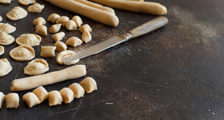 Making whole wheat flour pasta orecchiette