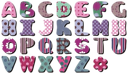 scrapbook alphabet on white background 