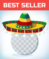 Sombrero Mexican hat. Masquerade costume headdress. Carnival or Halloween mask. Cartoon Vector illustration