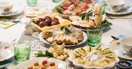 easter traditional polish dishes. Easter table setting decoration 