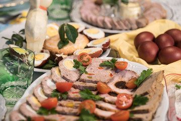 easter traditional polish dishes. Easter table setting decoration 