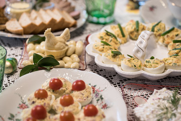 easter traditional polish dishes. Easter table setting decoration 