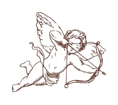flying baby angel drawing
