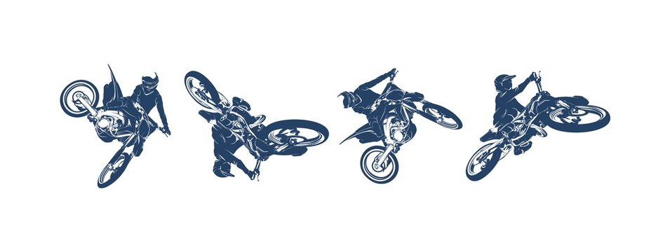 Motocross Jump Logo Vector, Motocross Freestyle silhouette
