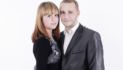 portrait of a beautiful young couple.isolated on white