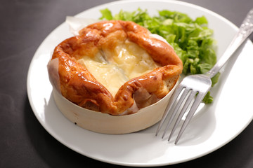 baked camembert and salad