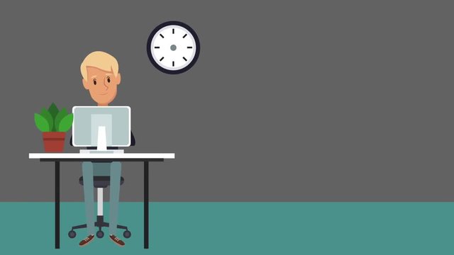 Businessman working at office cartoon High Definition colorful scenes