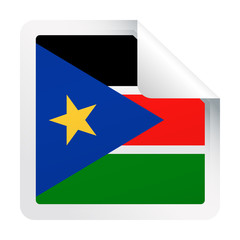 South Sudan Flag Vector Square Corner Paper Icon