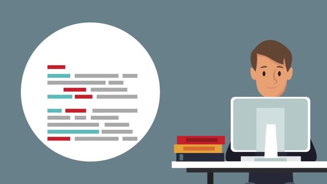 young man working at office cartoon High Definition colorful scenes