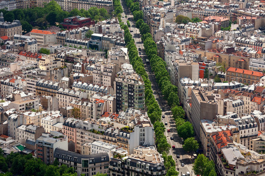 Aerial view of typical parisian district.