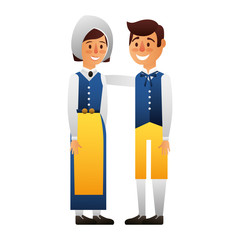 Swedish couple with typical costume vector illustration design