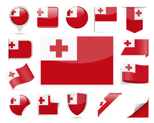 Tonga Flag Vector Set