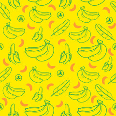 Banana fruit seamless summer pattern background vector format