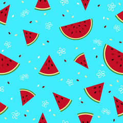 Colorful fresh watermelon fruits seamless summer pattern background vector format