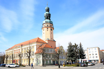 The historic downtown in Olawa, Silesia, Poland