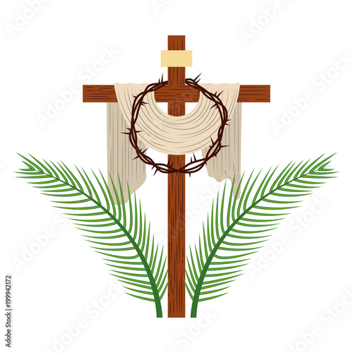 "cross with crown of thorns vector illustration design ...