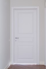 Closed white interior paint door in home interior