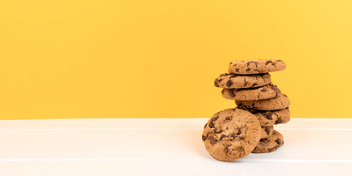cookies with yellow background panorama