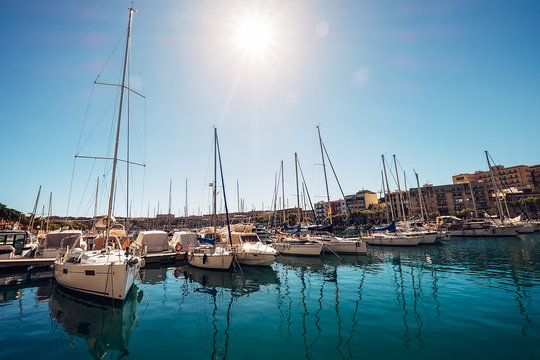 Msida yacht Marina docks near the Valetta Malta's capital.