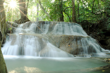 Waterfall in the deep forest at Huay Mae Kamin waterfall National Park, Thailand