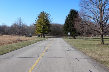 The long empty road in the countryside on a sunny morning.