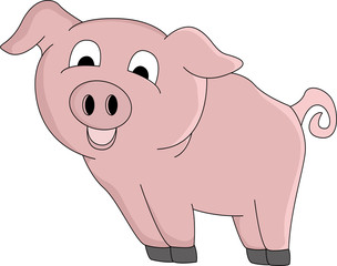 Happy/excited little pig vector illustration