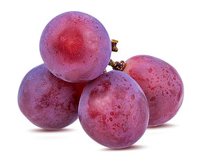 Fresh grapes with leaf isolated on white background with clipping pass