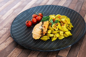 Smoked Salmon Pasta with Basil Cream Sauce lemon