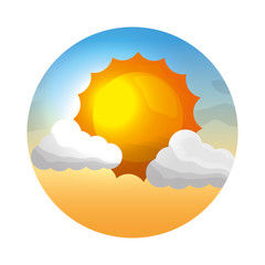 cloud weather climate with sun seascape vector illustration design