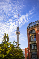 Naklejka premium Cityscape of Berlin with TV tower, Germany