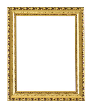 Gold vintage picture frame isolated