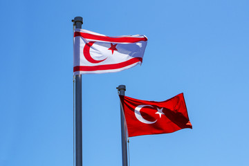 Turkish and North Cyprus flags