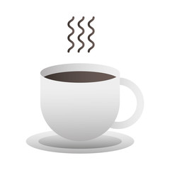 hot coffee cup on dish vector illustration design