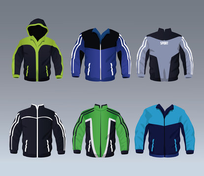 Set of male sport wear jackets collection vector illustration graphic design
