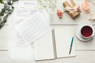 Bridal background with planner checklist