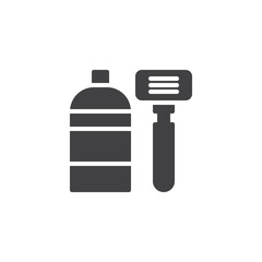 Shaver and shaving gel foam vector icon. filled flat sign for mobile concept and web design. Shaving foam and razor simple solid icon. Symbol, logo illustration. Pixel perfect vector graphics