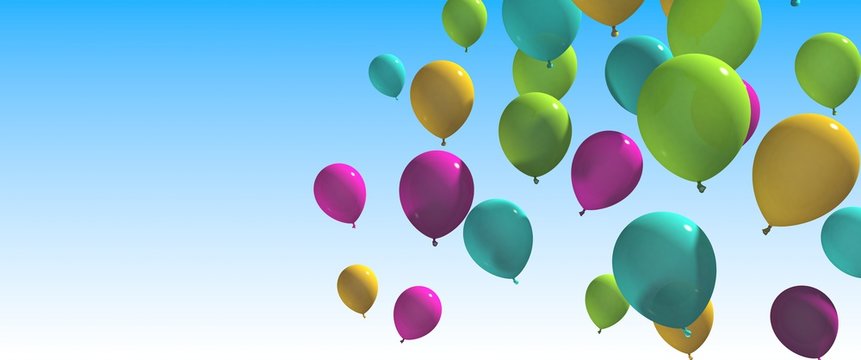 Colorful balloons with blue Background
