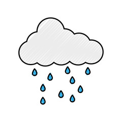 cloud weather climate with rain drops vector illustration design