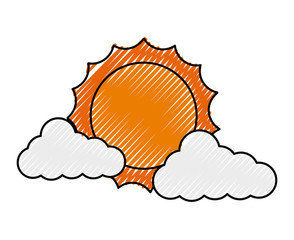 cloud weather climate with sun vector illustration design